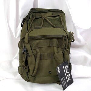 Tactical Olive Green Sling Bag With Concealment Pocket Adjustable Strap NEW
